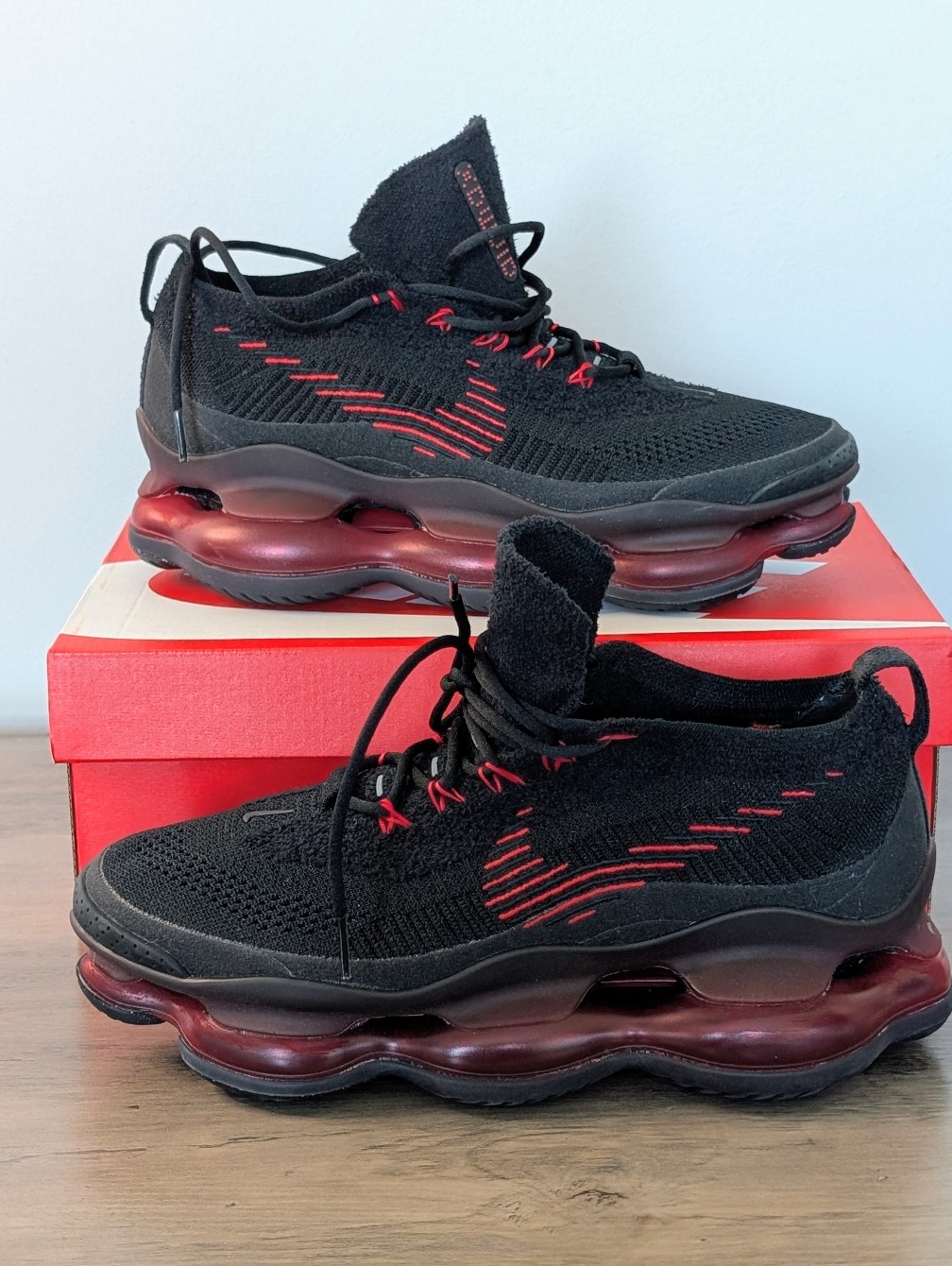 Nike Air Max Scorpion Fk Black University Red Men Sz 10.5 Casual Dj4701-004 New